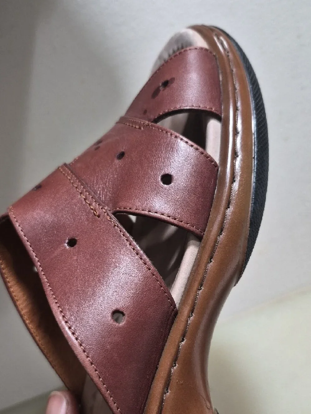 Dansko Brown Leather Cross-Strap Slide Sandals